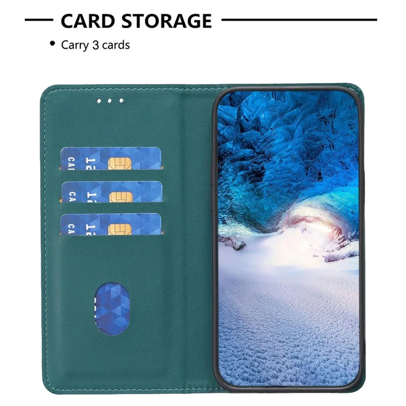 BINFEN COLOR BF18 For Nokia C32 PU Leather Card Holder Stand Cover Magnetic Closing Phone Case - Green