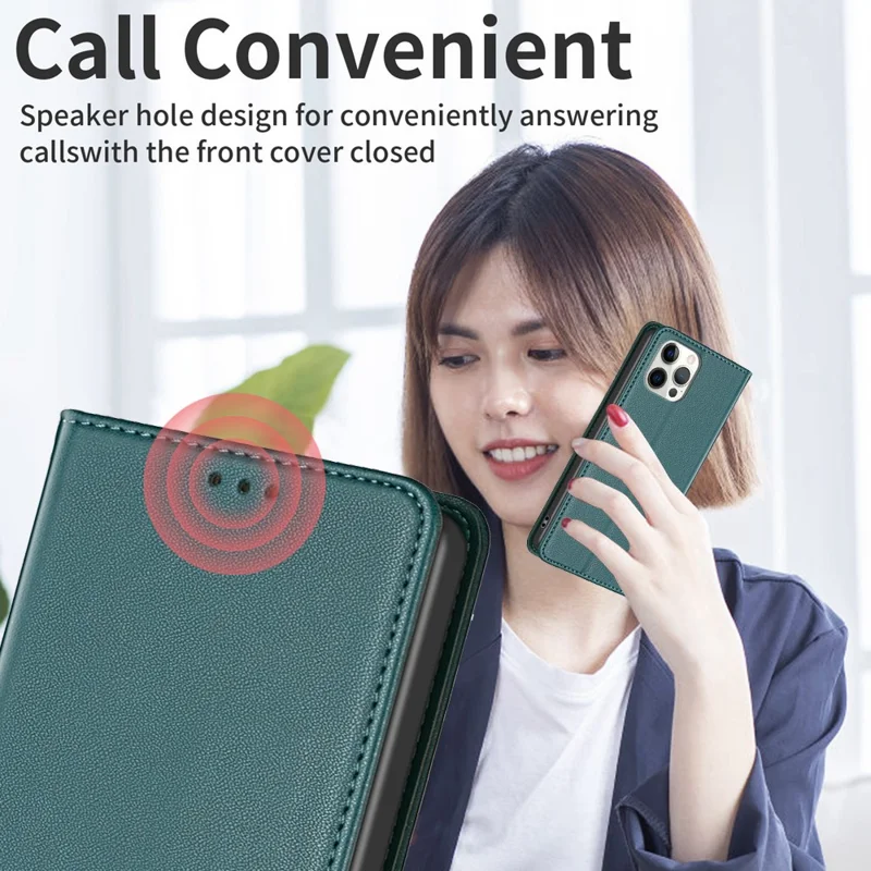 BINFEN COLOR BF18 For Nokia C32 PU Leather Card Holder Stand Cover Magnetic Closing Phone Case - Green