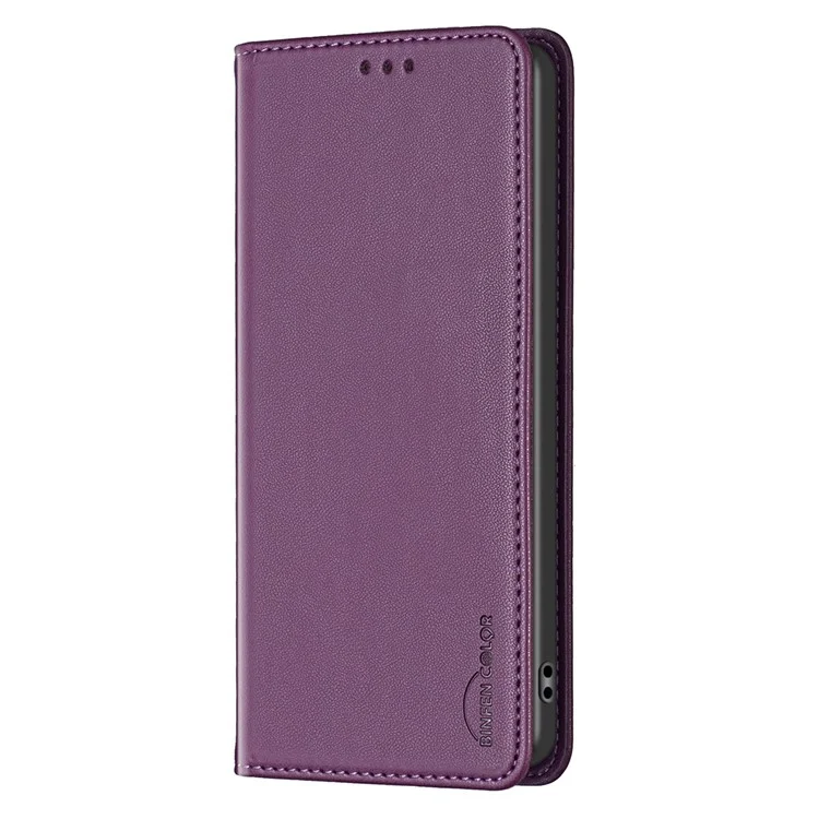 BINFEN COLOR BF18 Para Xiaomi Mi 11 Lite 4G / 5G / 11 Lite 5G NE Funda para teléfono Funda de piel sintética con portacartas - Morado oscuro