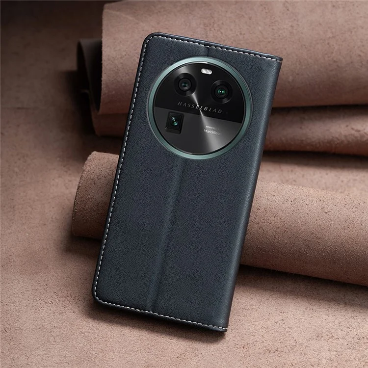 BINFEN COLOR BF18 Funda de Teléfono de Cuero para Oppo Find X6 Ranura para Tarjetas Soporte Resistente a Golpes Cubierta de Teléfono - Negro