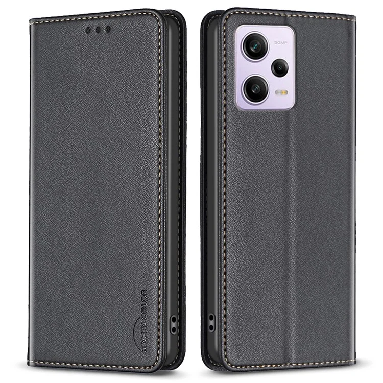 Подставка-чехол для Xiaomi Redmi Note 12 Pro 5G / 12 Pro Speed 5G / Poco X5 Pro 5G BINFEN COLOR BF18 с держателем для карт, черный