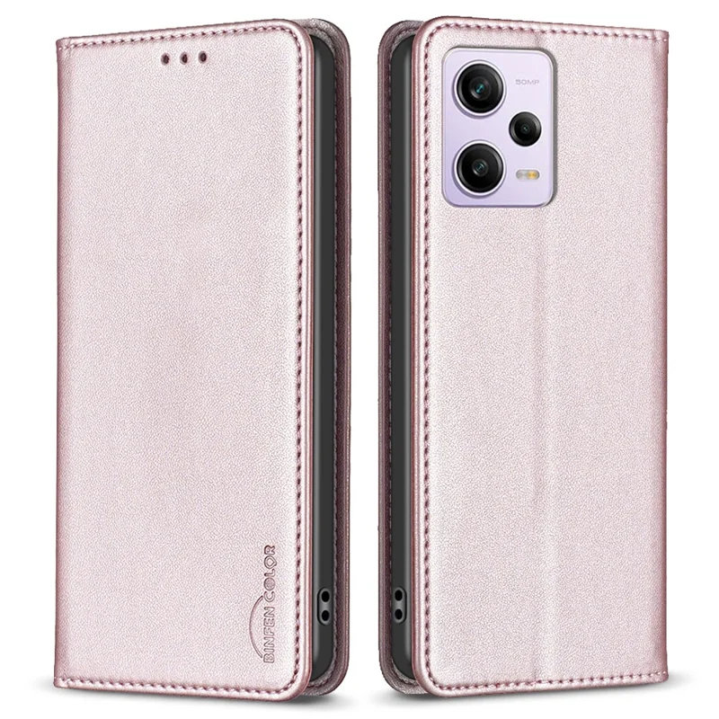Stand Case for Xiaomi Redmi Note 12 Pro 5G / 12 Pro Speed 5G / Poco X5 Pro 5G BINFEN COLOR BF18 Leather Card Holder Phone Cover - Rose Gold