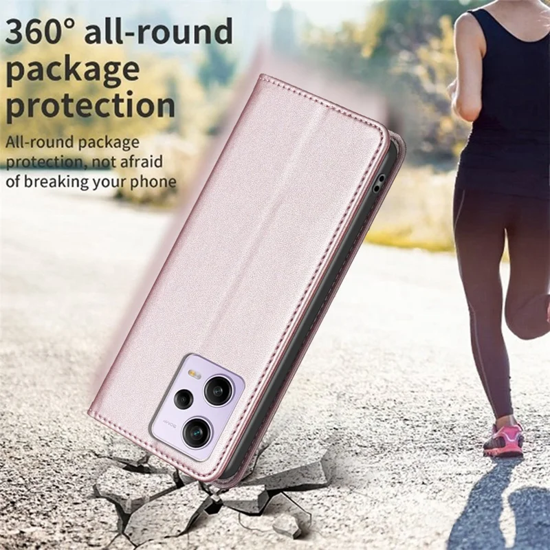 Stand Case for Xiaomi Redmi Note 12 Pro 5G / 12 Pro Speed 5G / Poco X5 Pro 5G BINFEN COLOR BF18 Leather Card Holder Phone Cover - Rose Gold