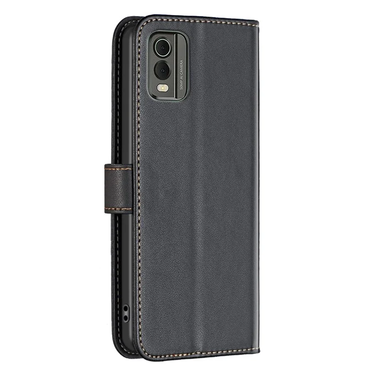 BINFEN COLOR BF17 Para Nokia C32 Soporte de teléfono Estuche de cuero PU + Funda de teléfono de billetera de TPU - Negro