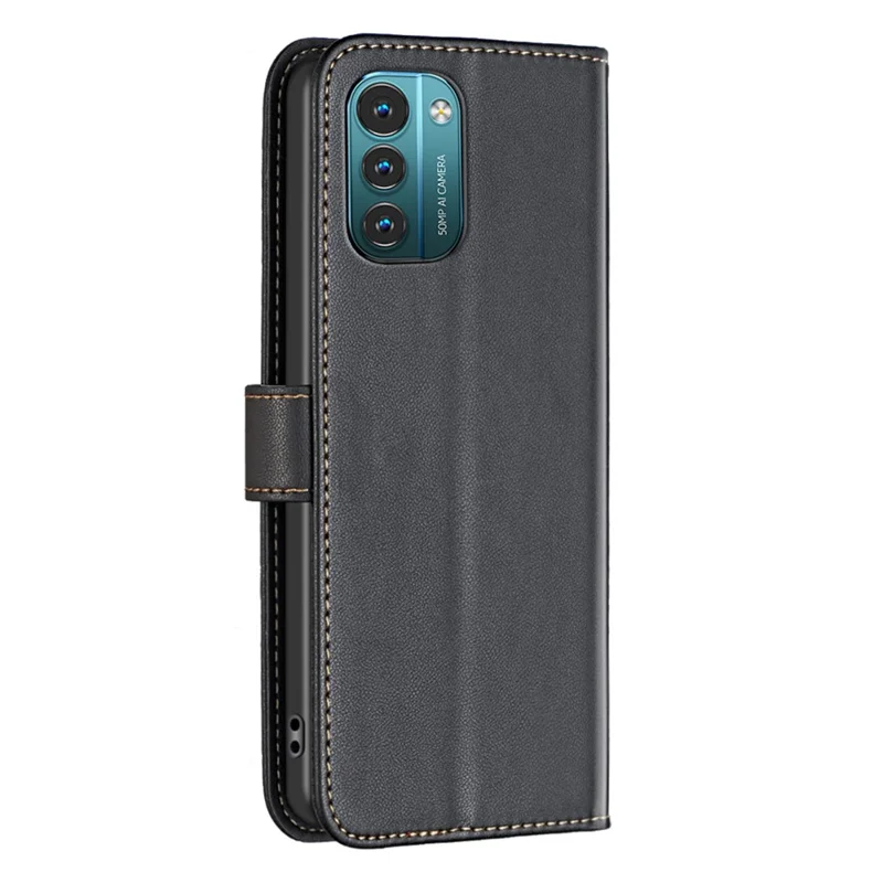 BINFEN COLOR BF17 For Nokia G11 4G / G21 4G Phone Stand Case PU Leather Wallet Smartphone Cover - Black
