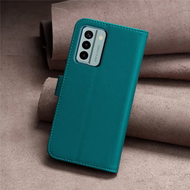 BINFEN COLOR BF17 Phone Stand Case for Nokia G22 Wallet PU Leather+TPU Phone Cover - Green