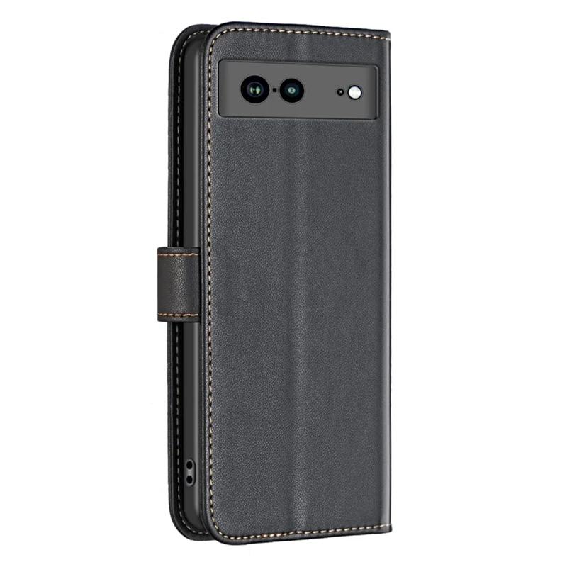 BINFEN COLOR BF17 For Google Pixel 7a Wallet Phone Cover Anti-Scratch PU Leather Phone Stand Case - Black