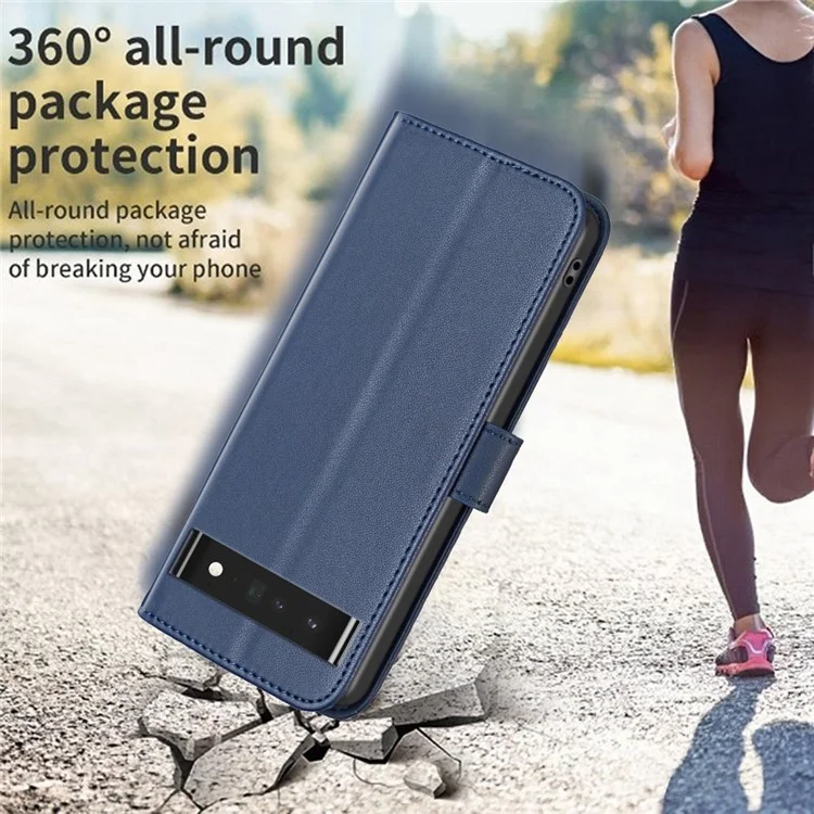 BINFEN COLOR BF17 For Google Pixel 7 Pro 5G PU Leather Wallet Cover Anti-Scratch Phone Stand Case - Blue