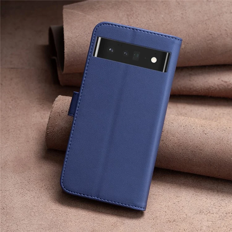 BINFEN COLOR BF17 For Google Pixel 7 Pro 5G PU Leather Wallet Cover Anti-Scratch Phone Stand Case - Blue