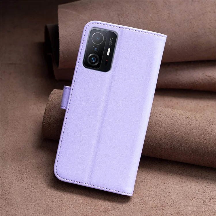 BINFEN COLOR BF17 For Xiaomi 11T 5G / 11T Pro 5G PU Leather Stand Case Phone Wallet Cover - Purple