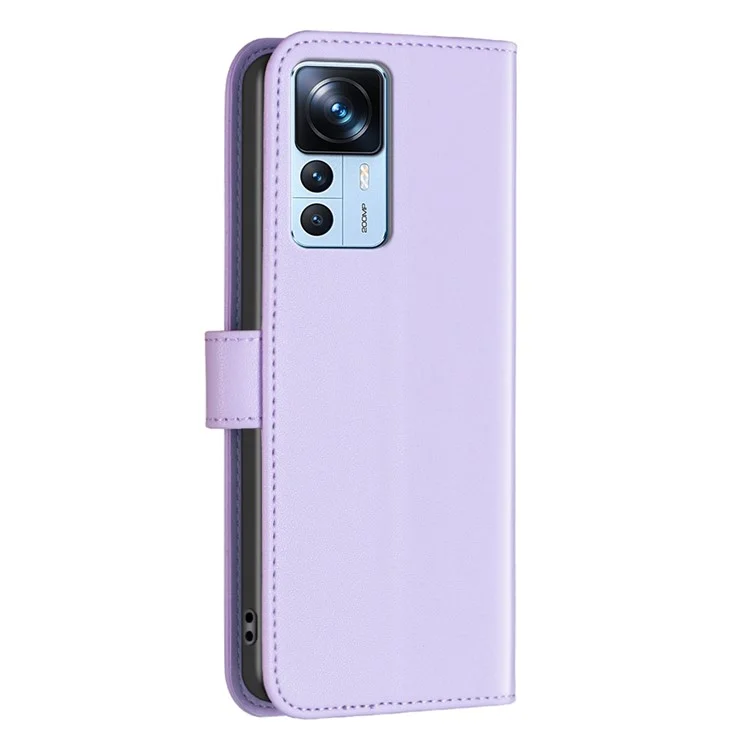 BINFEN COLOR BF17 Wallet Case for Xiaomi 12T 5G / 12T Pro 5G / Redmi K50 Ultra PU Leather Stand Phone Cover - Purple