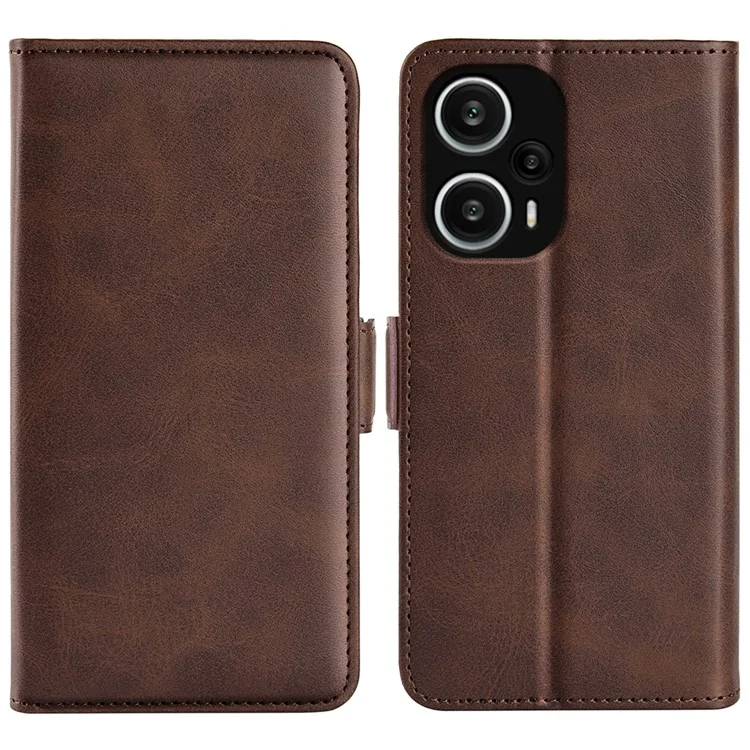 Für Xiaomi Redmi Note 12 Turbo / Poco F5 5G Wallet Flip Phone Cover Calf Texture PU Leather Stand Folio Case - Braun