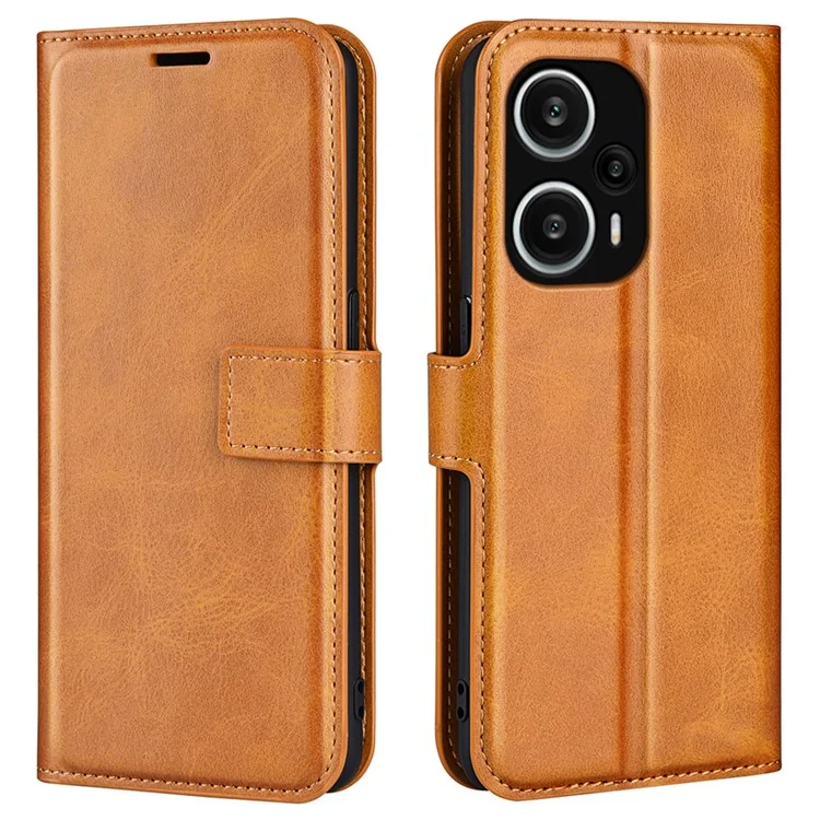 Per Xiaomi Redmi Note 12 Turbo / Poco F5 5G Calf Texture Stand Wallet Square Magnetic Closure PU Leather Phone Case - Giallo