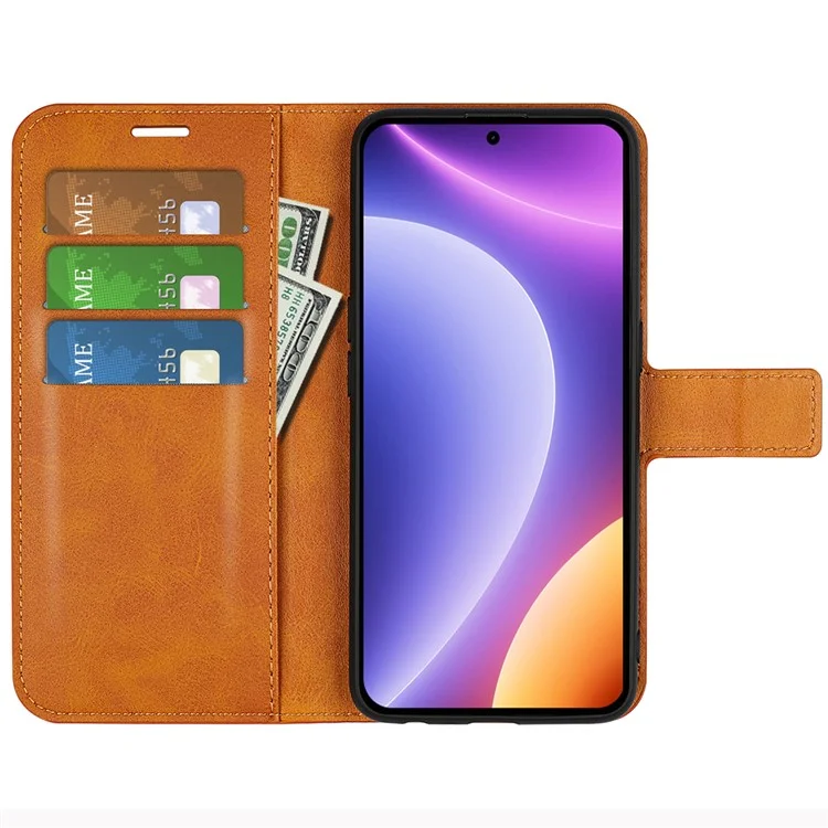 Per Xiaomi Redmi Note 12 Turbo / Poco F5 5G Calf Texture Stand Wallet Square Magnetic Closure PU Leather Phone Case - Giallo