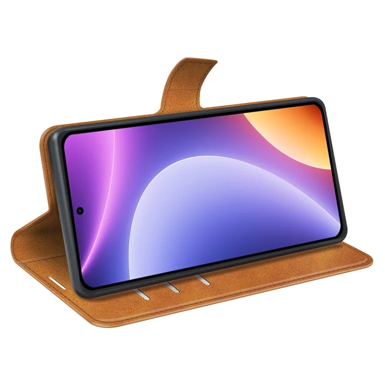 Per Xiaomi Redmi Note 12 Turbo / Poco F5 5G Calf Texture Stand Wallet Square Magnetic Closure PU Leather Phone Case - Giallo