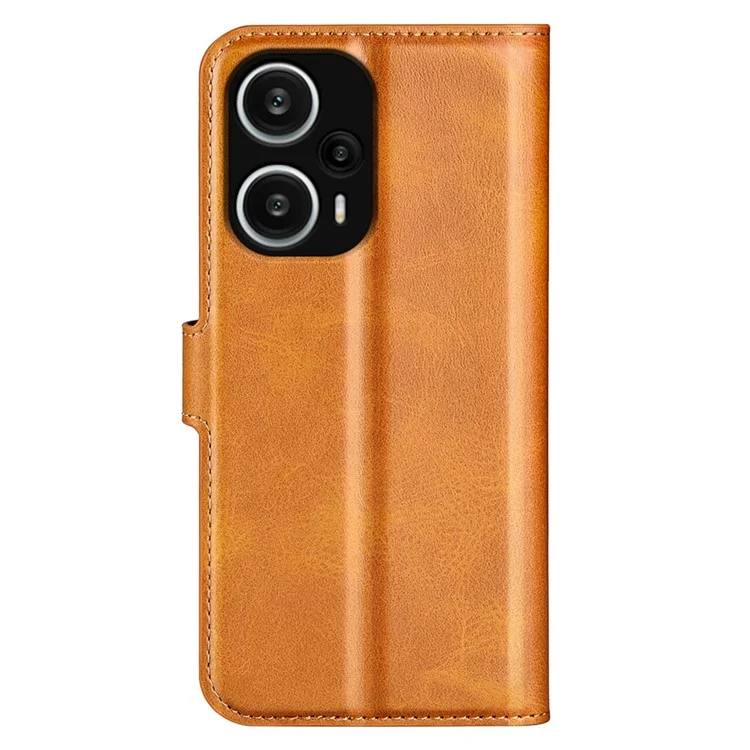Per Xiaomi Redmi Note 12 Turbo / Poco F5 5G Calf Texture Stand Wallet Square Magnetic Closure PU Leather Phone Case - Giallo
