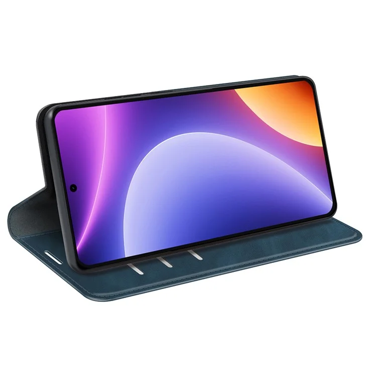Für Xiaomi Redmi Note 12 Turbo / Poco F5 5G PU-Leder-Wallet-Flip-Case-Skin-touch-Stand-Cover - Blau
