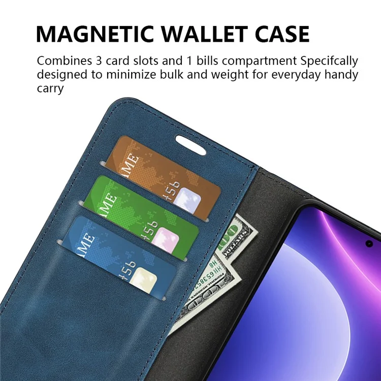Für Xiaomi Redmi Note 12 Turbo / Poco F5 5G PU-Leder-Wallet-Flip-Case-Skin-touch-Stand-Cover - Blau