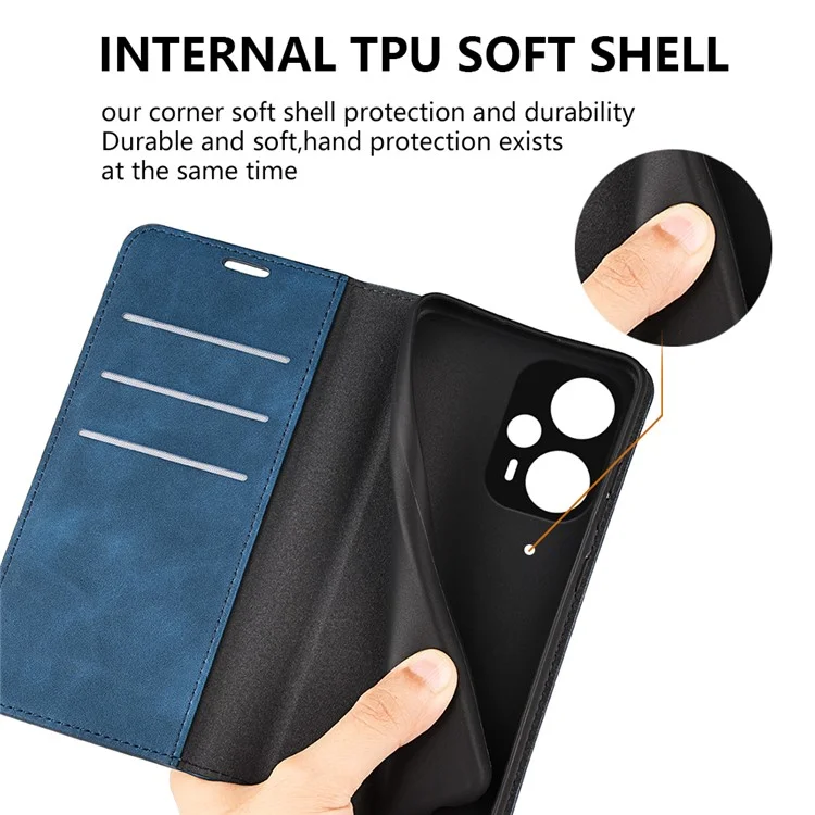Für Xiaomi Redmi Note 12 Turbo / Poco F5 5G PU-Leder-Wallet-Flip-Case-Skin-touch-Stand-Cover - Blau