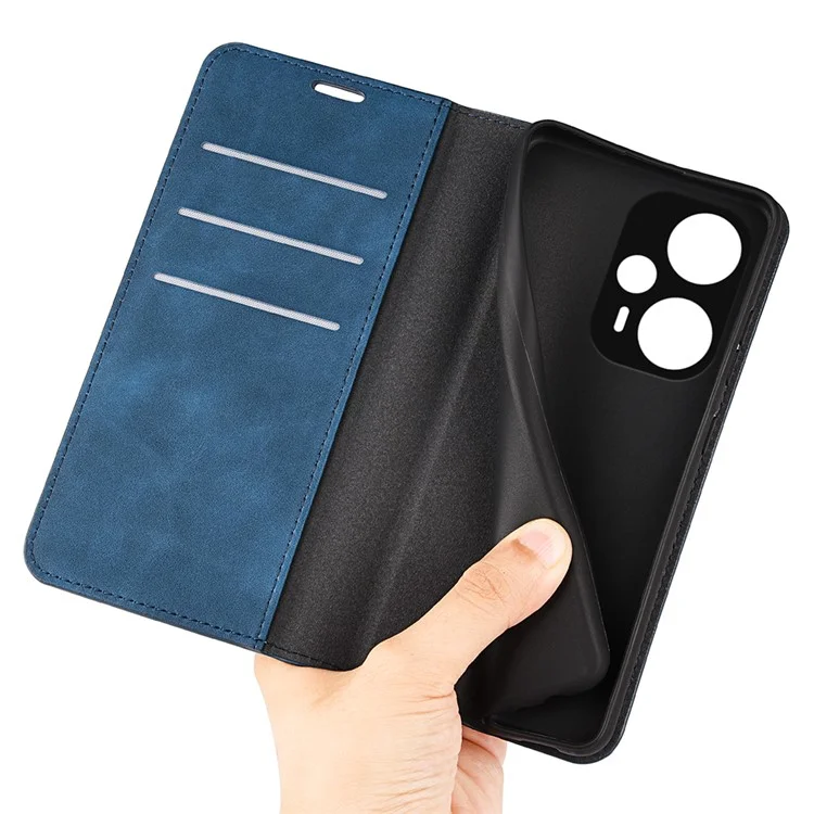 Für Xiaomi Redmi Note 12 Turbo / Poco F5 5G PU-Leder-Wallet-Flip-Case-Skin-touch-Stand-Cover - Blau