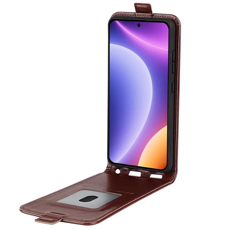 Phone Case for Xiaomi Redmi Note 12 Turbo / Poco F5 5G Vertical Flip PU Leather Phone Cover with Card Slots - Brown