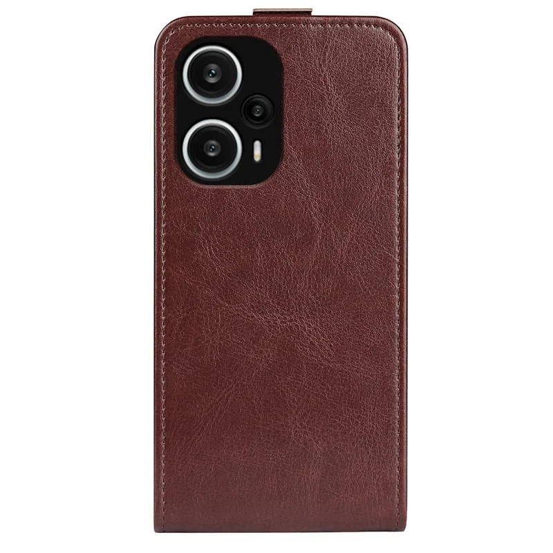 Phone Case for Xiaomi Redmi Note 12 Turbo / Poco F5 5G Vertical Flip PU Leather Phone Cover with Card Slots - Brown