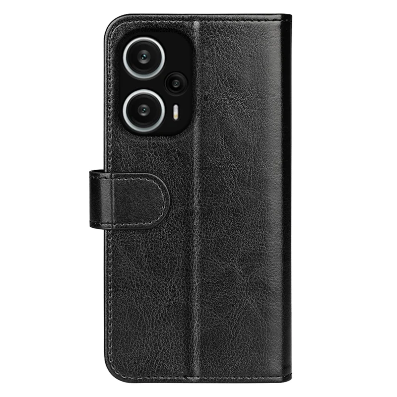 Para Xiaomi Redmi Note 12 Turbo / Poco F5 5G Capa de Telefone de Couro PU com Textura de Cavalo Louco - Preta