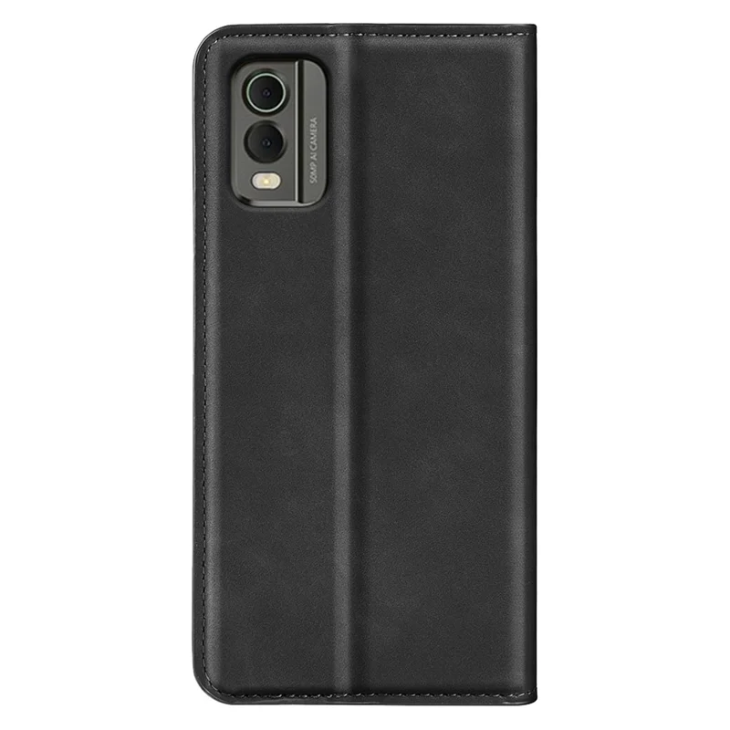 Flip Case for Nokia C32 PU Leather Wallet Skin-touch Foldable Stand Cellphone Cover - Black