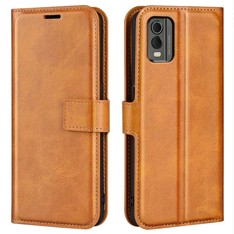 Для Nokia C32 Стойка Shell Wallet Square Magnetic Closure PU Leather Calf Texture Phone Case - Yellow
