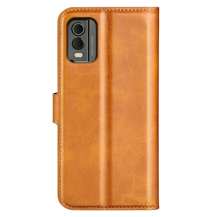 Для Nokia C32 Стойка Shell Wallet Square Magnetic Closure PU Leather Calf Texture Phone Case - Yellow