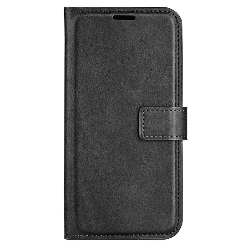 Per Nokia C32 Stand Shell Wallet Square Magnetic Closure PU Leather Calf Texture Phone Case - Black