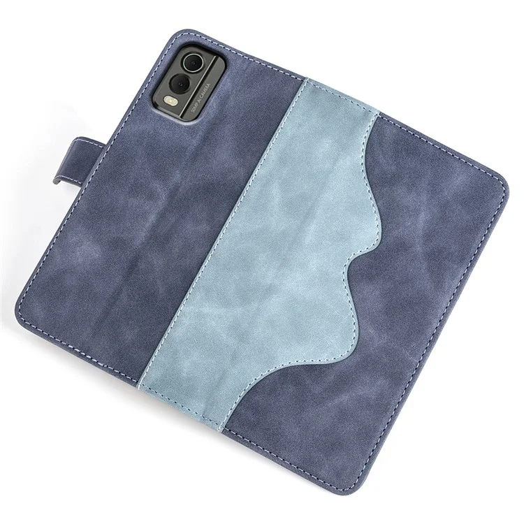 Per Nokia C32 Custodia Portafoglio in Pelle PU Rivestimento Protettivo Bicolore con Funzione Stand - Blu