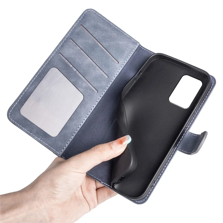 Per Nokia C32 Custodia Portafoglio in Pelle PU Rivestimento Protettivo Bicolore con Funzione Stand - Blu