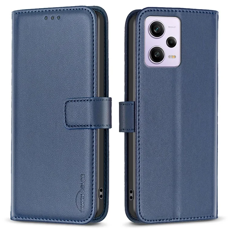 For Xiaomi Redmi Note 12 Pro 5G / 12 Pro Speed 5G / Poco X5 Pro 5G Leather Phone Case BINFEN COLOR BF17 Stand Wallet Cover - Blue