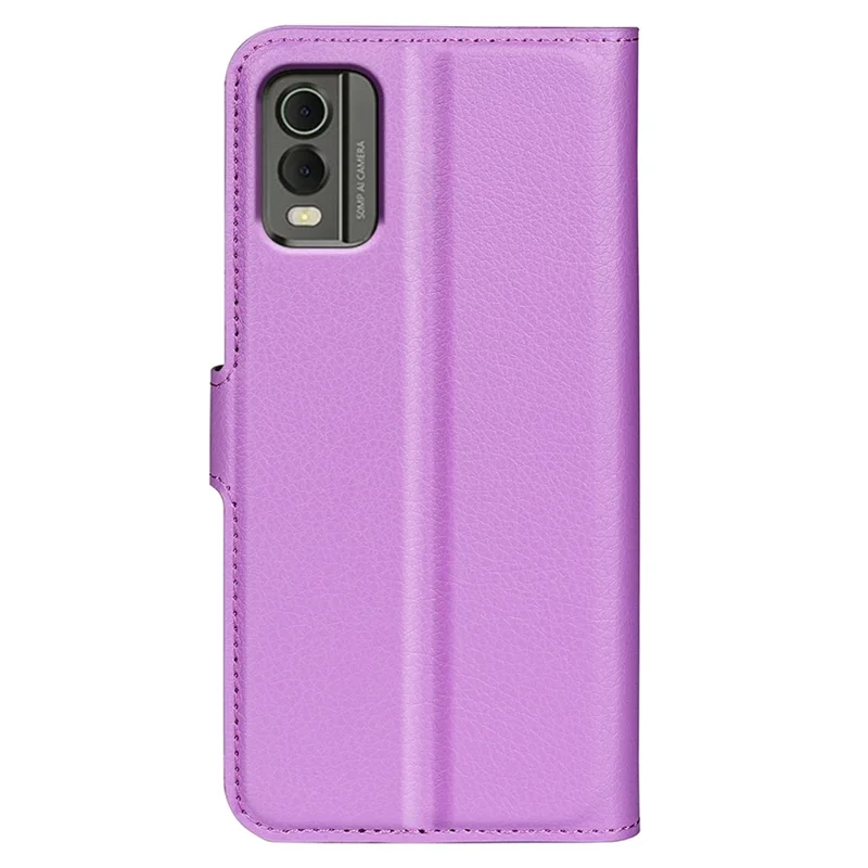 Чехол-подставка для Nokia C32, устойчивый к царапинам, с текстурой из искусственной кожи лычи, бумажник, откидной чехол для телефона - фиолетовый