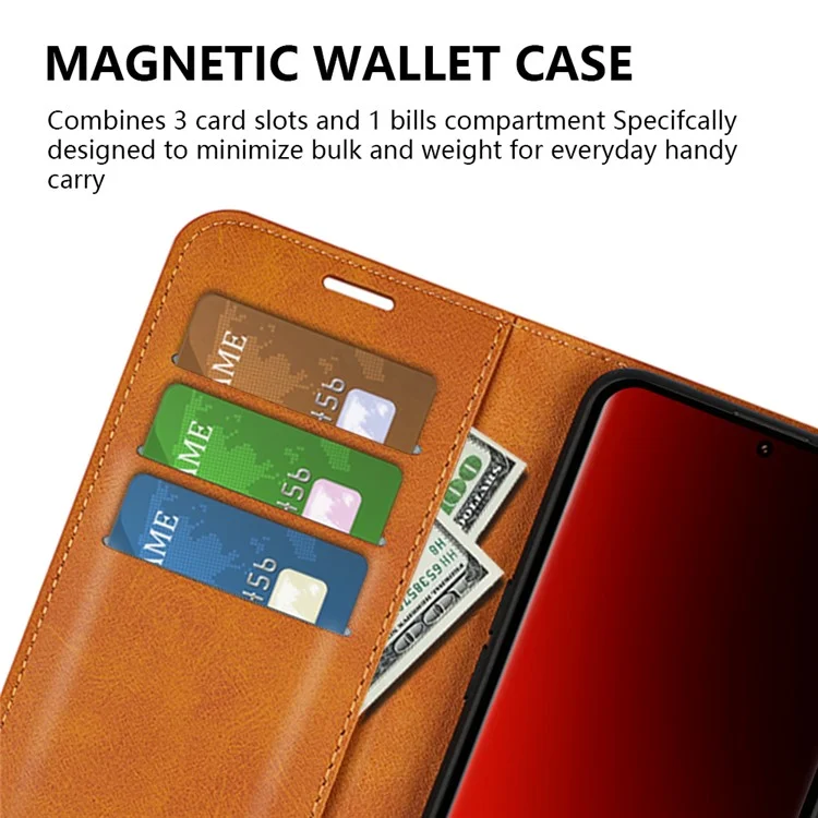 For Xiaomi 13 Ultra Square Magnetic Closure Calf Texture Stand Wallet PU Leather Phone Case - Yellow