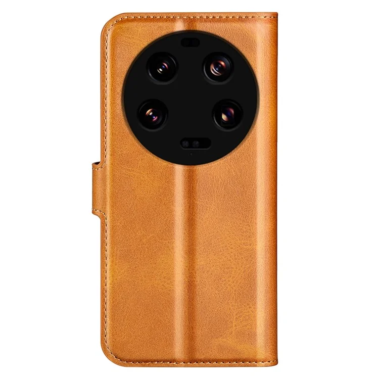 For Xiaomi 13 Ultra Square Magnetic Closure Calf Texture Stand Wallet PU Leather Phone Case - Yellow