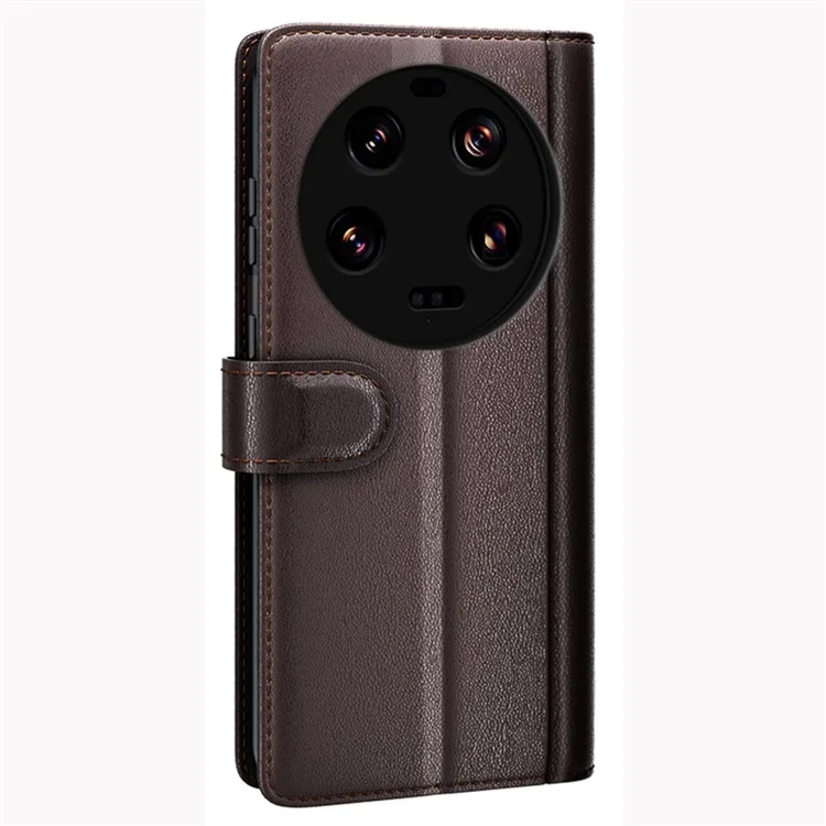 Für Xiaomi 13 Ultra Magnetische Klapptasche Echtes Split-Leder Geldbörse Ständer Stoßfeste Hülle - Braun