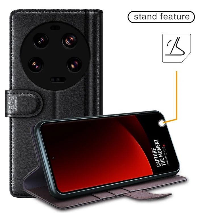 Für Xiaomi 13 Ultra Magnetische Klapptasche Echtes Split-Leder Geldbörse Ständer Stoßfeste Hülle - Braun