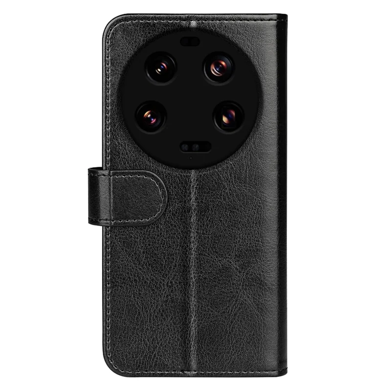 Для Xiaomi 13 Ultra Folio Flip PU Leather Phone Cover Crazy Horse Texture Wallet Stand Case - Чёрный