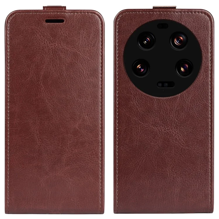 Funda de teléfono de cuero con tarjetero para Xiaomi 13 Ultra, textura de caballo loco, tapa vertical - Marrón