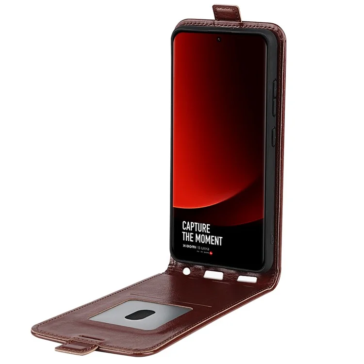 Funda de teléfono de cuero con tarjetero para Xiaomi 13 Ultra, textura de caballo loco, tapa vertical - Marrón