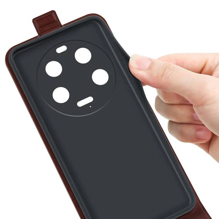 Funda de teléfono de cuero con tarjetero para Xiaomi 13 Ultra, textura de caballo loco, tapa vertical - Marrón