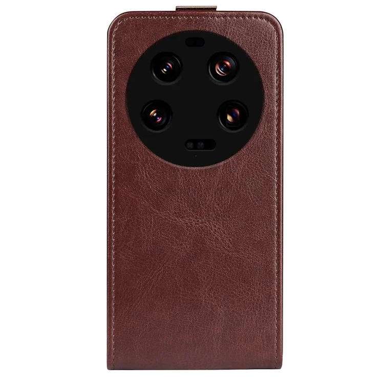 Funda de teléfono de cuero con tarjetero para Xiaomi 13 Ultra, textura de caballo loco, tapa vertical - Marrón