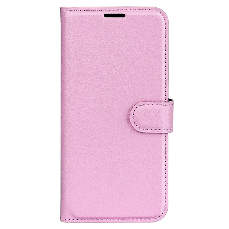 Foldable Stand Case for Motorola ThinkPhone 5G PU Leather Litchi Texture Wallet Folio Flip Phone Cover - Pink