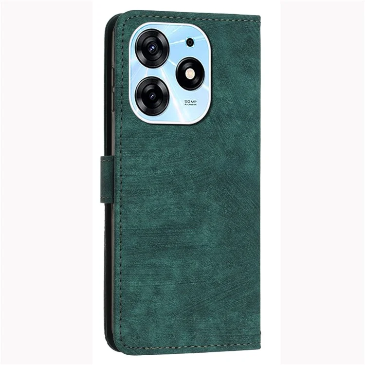 Stand Flip Case für TECNO Spark 10 Pro Skin-Touch linierte Brieftasche Handyhülle aus PU-Leder - Grün