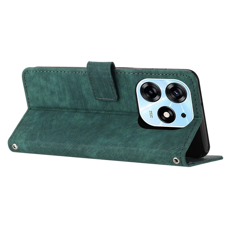 Stand Flip Case für TECNO Spark 10 Pro Skin-Touch linierte Brieftasche Handyhülle aus PU-Leder - Grün