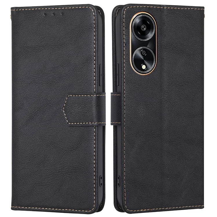 Для Oppo A1 5G / A98 5G / F23 5G RFID Blocking PU Кожаный Чехол Стойка Бумажник Флип Защитный Чехол для Телефона - Черный