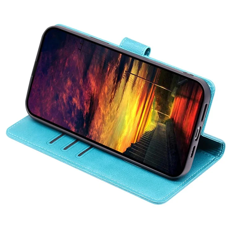 Für vivo Y78+ 5G PU-Leder-Flip-Cover Kalbsleder-Textur Wallet Stand Magnetischer Schutzhülle - Baby Blue