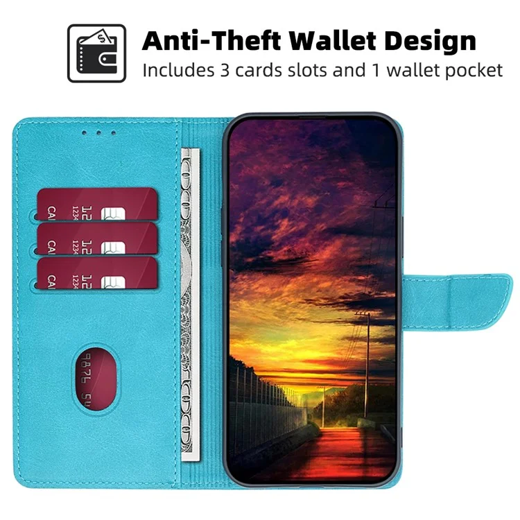 Für vivo Y78+ 5G PU-Leder-Flip-Cover Kalbsleder-Textur Wallet Stand Magnetischer Schutzhülle - Baby Blue